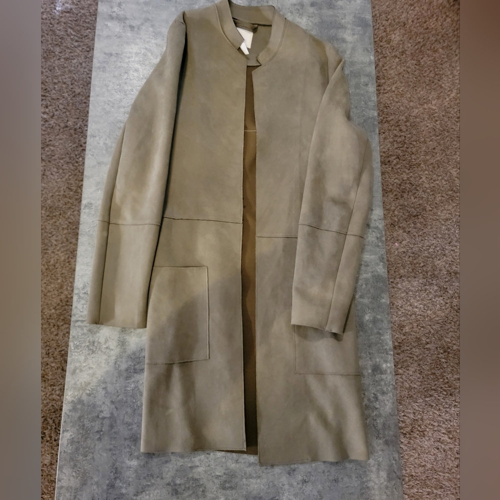 H&M Faux suede mid length jacket with pockets Size 2